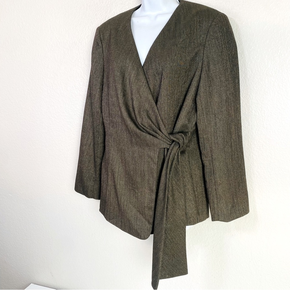 Lafayette 148 New York Virgin Wool Wrap Tie Blazer Size 8 - Picture 2 of 7